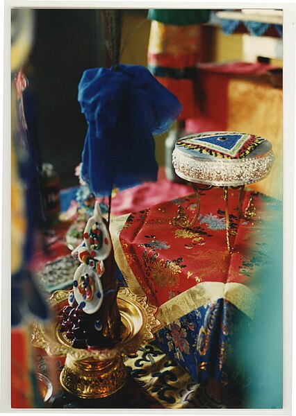 A torma and mandala offering for a Vajrakilaya empowerment ceremony