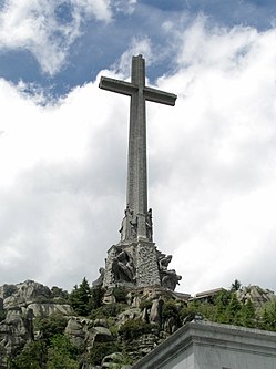 At 150 metres (490 ft), the crucifix at the Valle de los Caidos, built in 1940-59, is the world's tallest. ValleDeLosCaidos Cross south side1.jpg