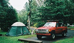 Campground in Valley of the Rogue State Park on the banks of the Rogue River adjacent to Interstate 5. Valley of the Rogue Camping.jpg
