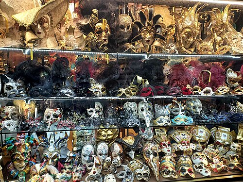 Shelves full of masks