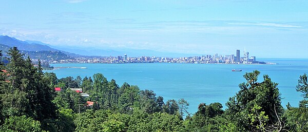 Image: View of Batumi skyline from the Botanical Garden (cropped)