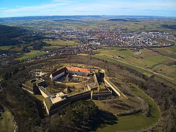 Aerial view of Wülzburg (2020) in the background Weißenburg