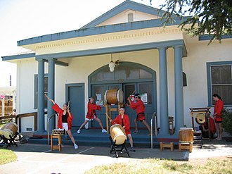 A taiko group performs at the Walnut Grove Buddhist Church Bazaar WGBC Taiko.jpg