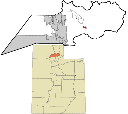 Weber County Utah incorporated and unincorporated areas Huntsville highlighted.svg