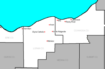 The current member schools of the West Shore Conference through 2012 are in red. WestShoreConfMap.PNG