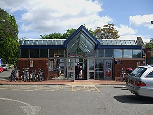 Weybridge station building look east.JPG