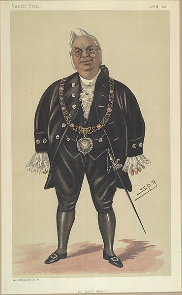Sir William McArthur, Lord Mayor of London, caricatured by Leslie Ward, 1881