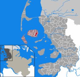 Läget för kommunen Wrixum i Kreis Nordfriesland