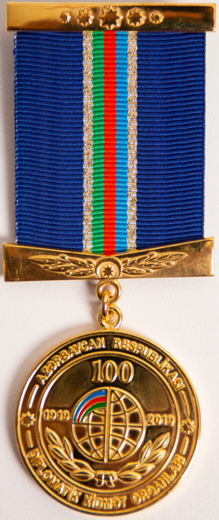 <span class="mw-page-title-main">Jubilee medal of 100th Anniversary of the Diplomatic Service Bodies of Azerbaijan</span> Award of the Azerbaijani Armed Forces