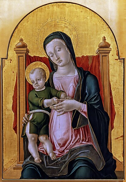 File:(Venice) Madonna Con Bambino in trono by - Bartolomeo Vivarini (inv. CL I n. 1475) - Correr Museum.jpg