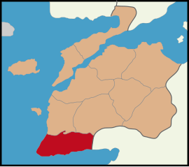 Map showing Ayvacık District in Çanakkale Province