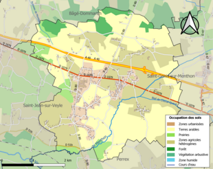 Barevná mapa znázorňující využití půdy.