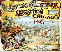 An advertisement for the Exposition, depicting a portrait of Christopher Columbus 1893 world columbian exposition.jpg