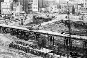 Progress on the excavation of the World Trade Center site as of 1968