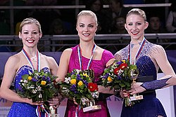 Gracie Gold at the 2012 Rostelecom Cup podium 2012 Rostelecom Cup - Ladies.jpg