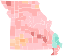 Results by county:
Greitens
30-40%
40-50%
50-60%
Brunner
20-30%
30-40%
40-50%
Kinder
30-40%
40-50%
50-60% 2016 Missouri gubernatorial Republican primary election results map by county.svg