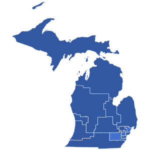 2024 Michigan Democratic presidential primary results map by congressional district.svg