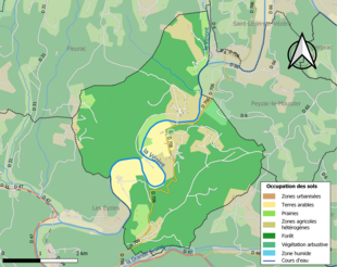 Barevná mapa znázorňující využití půdy.