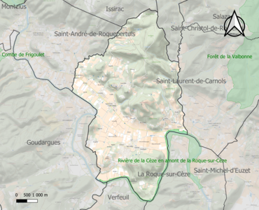 Carte de la ZNIEFF de type 1 sur la commune.