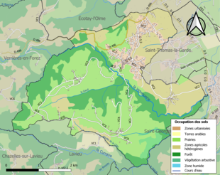 Carte en couleurs présentant l'occupation des sols.