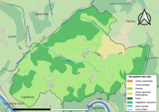 Kolorowa mapa przedstawiająca użytkowanie gruntów.