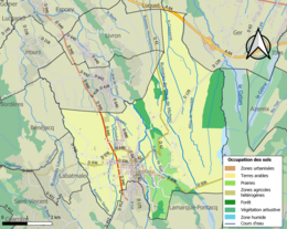 Carte des infrastructures et de l'occupation des sols de la commune en 2018 (CLC).