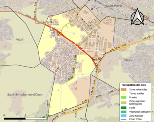 Kolorowa mapa przedstawiająca zagospodarowanie terenu.