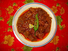 Achar gosht, a famous dish made from chicken and pickles mixture Achar Gosht.JPG