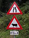 Vandal added skis to an Austrian Cattle Crossing sign.