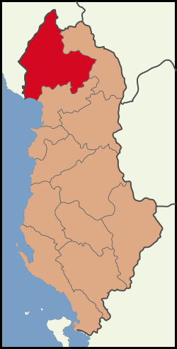 Location o Shkodër Coonty athin Albanie.
