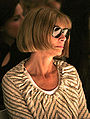 Anna Wintour, editor of Vogue, with a classic bob hairstyle and trademark sunglasses.