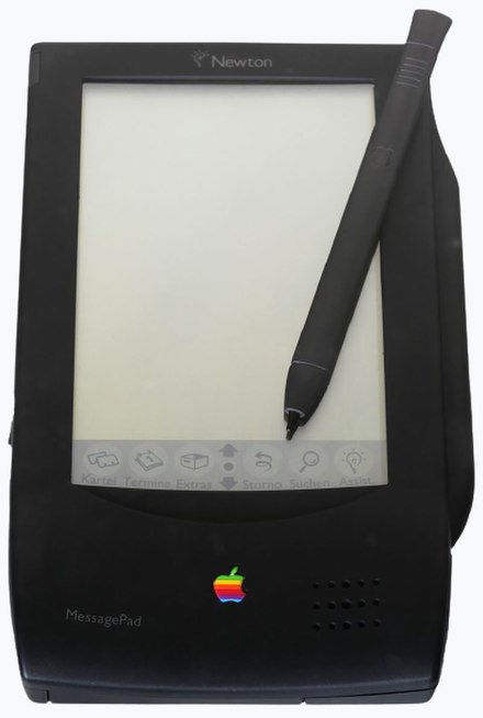 Apple Newton MessagePad, Apple's first produced tablet, released in 1993