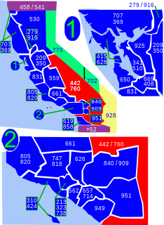 Area codes 760 and 442 Area codes for southern and eastern California