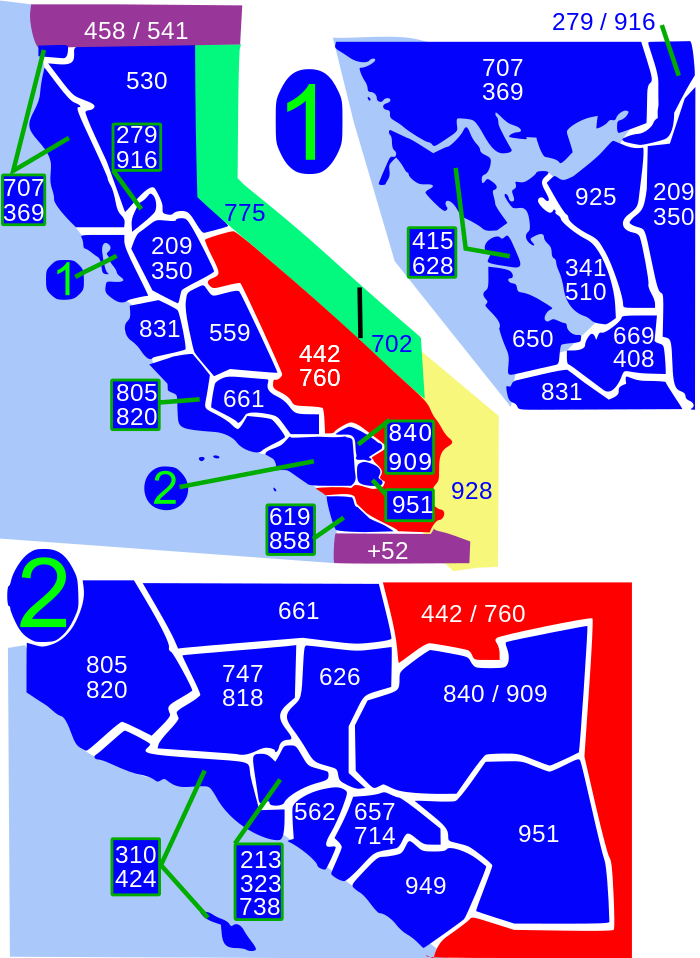 Area Codes 760 And 442 Wikipedia