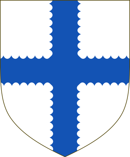 Arms of Lord Sinclair: Argent, a cross engrailed azure.