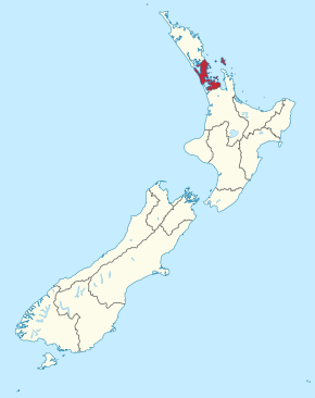 mapa regionu Auckland