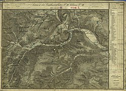 Weissenbach an der Triesting (oben rechts) und Umgebung um 1872 (Aufnahmeblatt der Landesaufnahme)