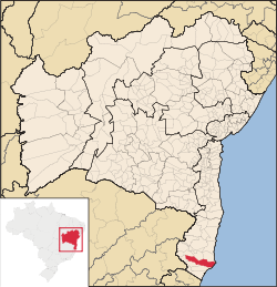 Localização de Caravelas na Bahia