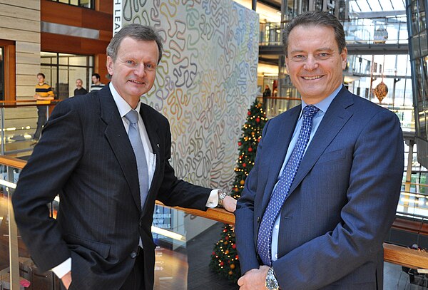 Former CEO Fredrik Baksaaas (left) with Ericsson CEO Carl-Henrik Svanberg, 2008.