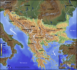 El Mapa de los Balcanes y su relieve.