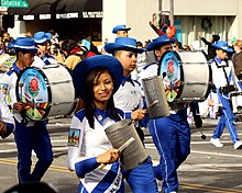 Banda El Salvador participating in the Rose Parade in 2013 Banda El Salvador (8375950759).jpg