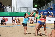 Deutsch: Beachhandball Europameisterschaften 2019 (Beach handball Euro); Tag 2: 3. Juli 2019 – Frauen, Vorrunde Gruppe D, Ukraine-Deutschland 2:0 (23:22, 32:24) English: Beach handball Euro; Day 2: 3 July 2019 – Women Preliminary Round Group D – Ukraine-Germany 2:0 (23:22, 32:24)