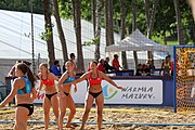 Deutsch: Beachhandball Europameisterschaften 2019 (Beach handball Euro); Tag 4: 5. Juli 2019 – Frauen, Viertelfinale, Dänemark-Norwegen 2:1 (11:9, 16:19, 7:6) English: Beach handball Euro; Day 4: 5 July 2019 – Quarter Final Women – Denmark-Norway 2:1 (11:9, 16:19, 7:6)