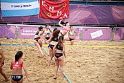 Deutsch: Beachhandball bei den Olympischen Jugendspielen 2018; Tag 6, 12. Oktober 2018; Mädchen, Hauptrundenspiel – Chinesisch Taipei (Taiwan)-Paraguay 0:2 English: Beach handball at the 2018 Summer Youth Olympics at 12 October 2018 – Girls Main Round – Chinese Taipei (Taiwan)-Paraguay 0:2