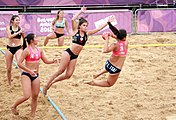 Deutsch: Beachhandball bei den Olympischen Jugendspielen 2018; Tag 6, 12. Oktober 2018; Mädchen, Hauptrundenspiel – Chinesisch Taipei (Taiwan)-Paraguay 0:2 English: Beach handball at the 2018 Summer Youth Olympics at 12 October 2018 – Girls Main Round – Chinese Taipei (Taiwan)-Paraguay 0:2