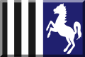 Bianco e Nero a Strisce con metà blu e cavallo rampante.svg