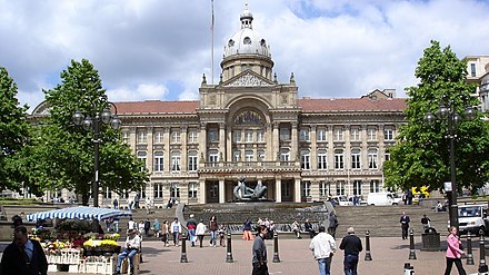 Birmingham was the first English town without an Anglican cathedral to be granted city status. Birmingham City Council meets at the Council House.