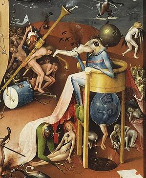 Bosch the Prince of Hell with a cauldron on his head.JPG