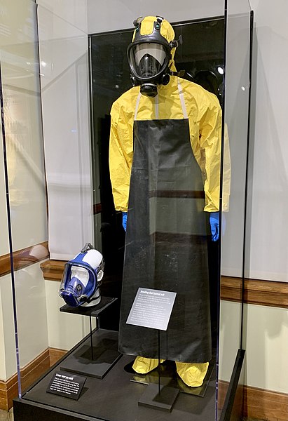 The gas mask worn when characters would cook meth in Breaking Bad is on display at the Mob Museum in Las Vegas.
