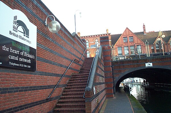 British Waterways sign near Gas Street Basin on the BCN Main Line in Birmingham